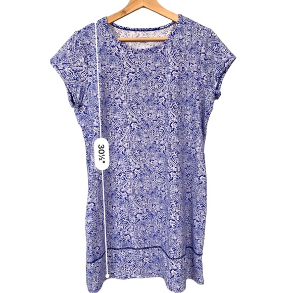 Lands End Swim Dress Paisley Beach Blue UV Protection Women’s Size Medium Petite - Picture 11 of 13